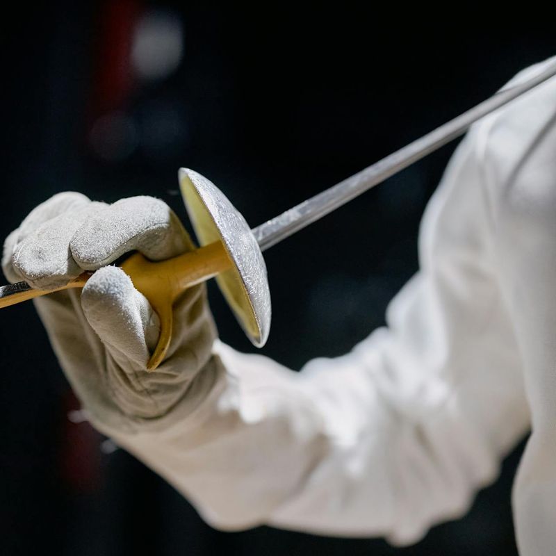 Close-up shot of athletic equipment in a calm, focused environment.